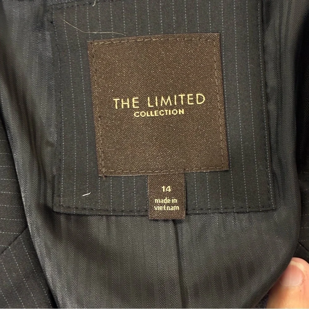 The Limited Black Pinstripe Blazer Women's 14 Jacket 3-Button Lined Career
